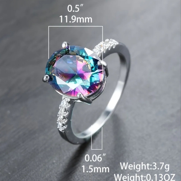 🎀925 Gradient Mystic Topaz Diamond Accent Ring - Picture 3 of 6